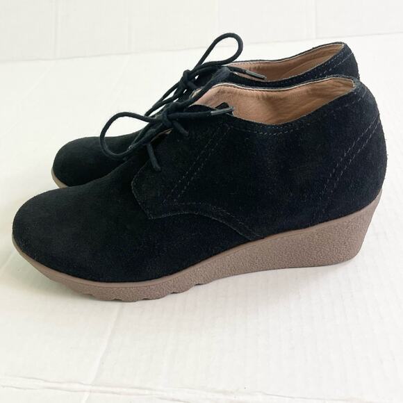 Lands’ End Suede Chukka Booties Wedge woman’s size 7 Black - Picture 1 of 10